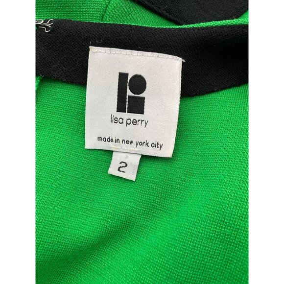 Lisa Perry Elbow Sleeve Scoop Neck Green Ponte Wool Tent Dress Side Pockets 2 - Picture 6 of 8